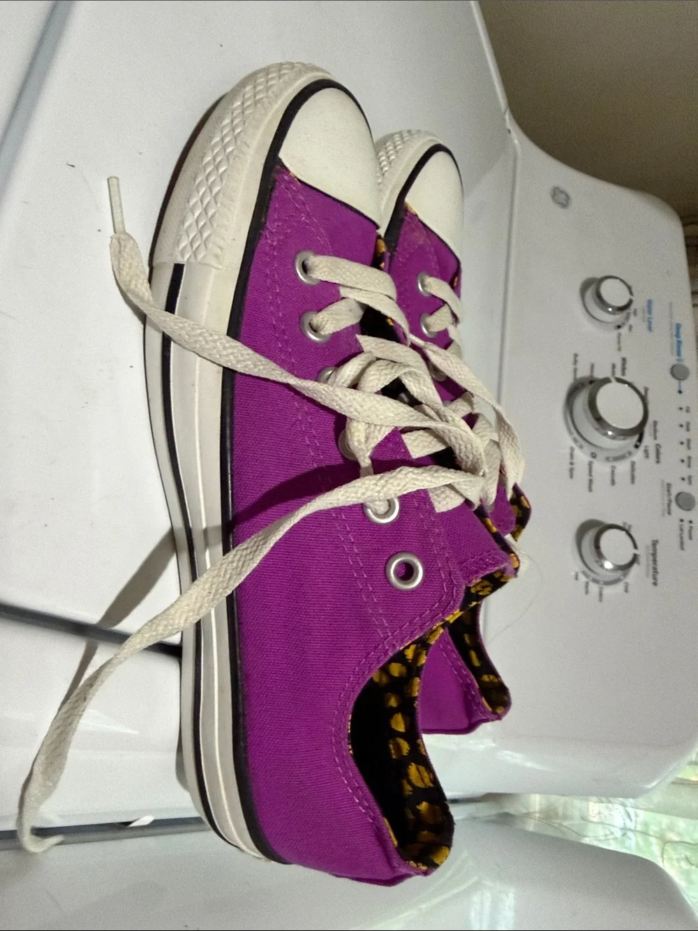 Converse Kids Purple Canvas Lace-Up Sneakers with Cream Laces